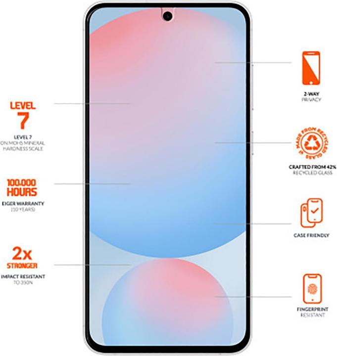 Actual product image Eiger Mountain Glass Black Edge (1 Piece, Samsung Galaxy S25)