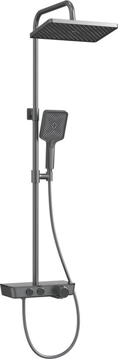 Emke Système de Douche avec Thermostat, Ensemble de colonne de Douche, Douche de tête, Métal Noir