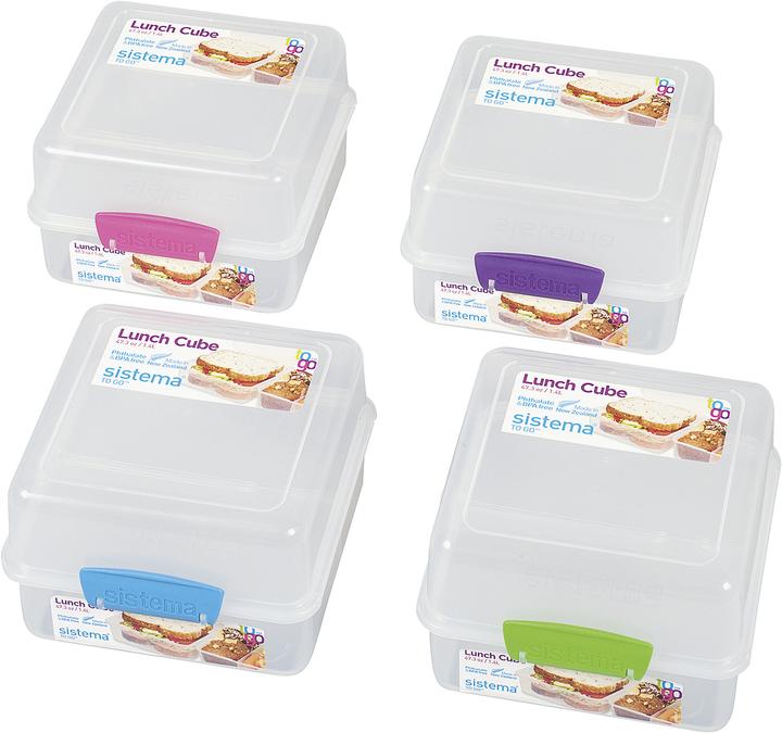 Image du produit Sistema Lunchbox Cube to go 3 compartiments 14,5x15x9,6cm couleurs assorties