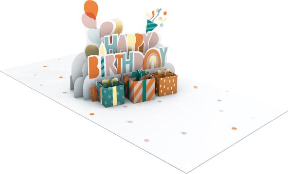 Image du produit Carte pop-up - Cadeaux d'anniversaire heureux (1 pcs)