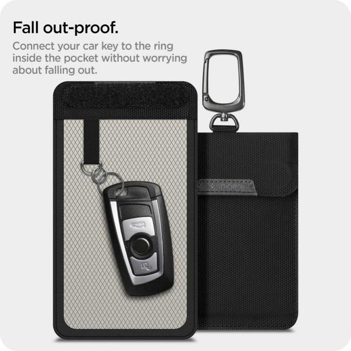 Actual product image Spigen Klatka Faradaya Pouch Keyless RFID signal blocker black