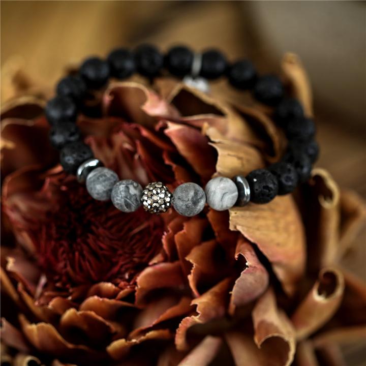 Image du produit Andreani Bracelet avec pierre de lave véritable (8 cm, Pierres, Métal)