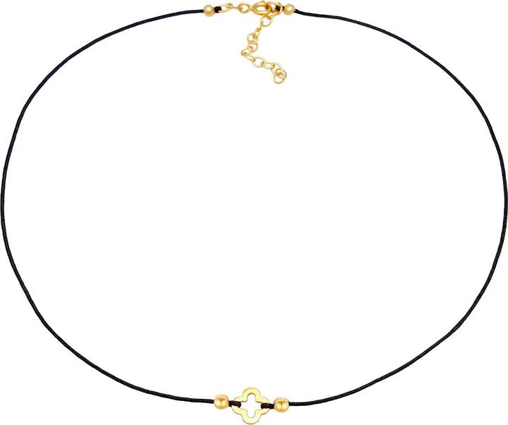 Elli Halskette Choker Nylon Kleeblatt Glück Bead 925 Silber (925er Sterling Silber, Nylon, Keine Schmucksteine, 36 cm)