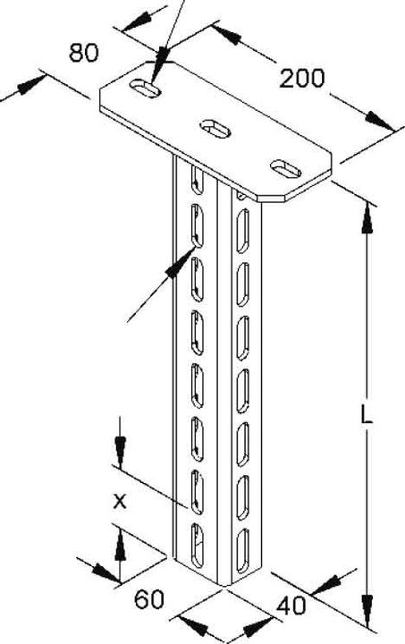 Produktbild Niedax NIE HU6040/1200 HÃ¤ngestiel U-Profil 60x40x1200mm feuerverz.DIN EN ISO 1461