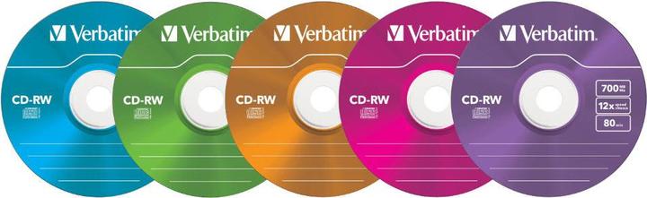 Image du produit Verbatim CD-RW, 12x, 700MB, paquet de 5, couleur (5 x)