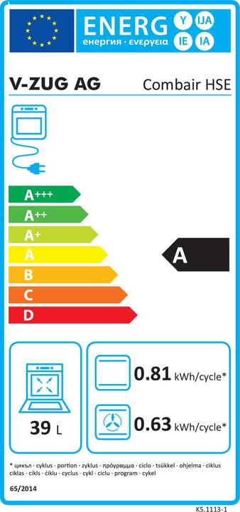 Energie-Label V-Zug Combair HSE