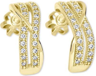 Actual product image Brilio Gold semicircular earrings with crystals 239 001 00978