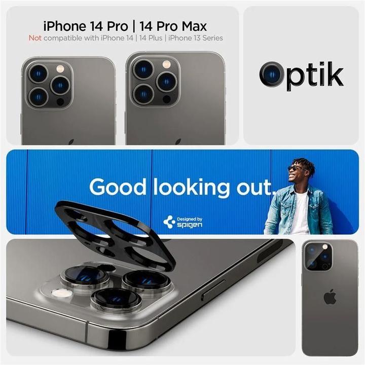 Actual product image Spigen Optik.Tr Camera iPhone 14 Pro/14 Pro Max Lens 2szt./2pcs czarny/black AGL05273 (2 Piece, Apple iPhone 11 Pro)