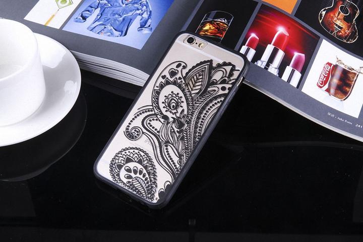 Produktbild König Design Apple iPhone 6s Plus Handy Hülle Mandala Case Schutzhülle Motiv Blüte Schwarz (Apple iPhone 6 Plus)