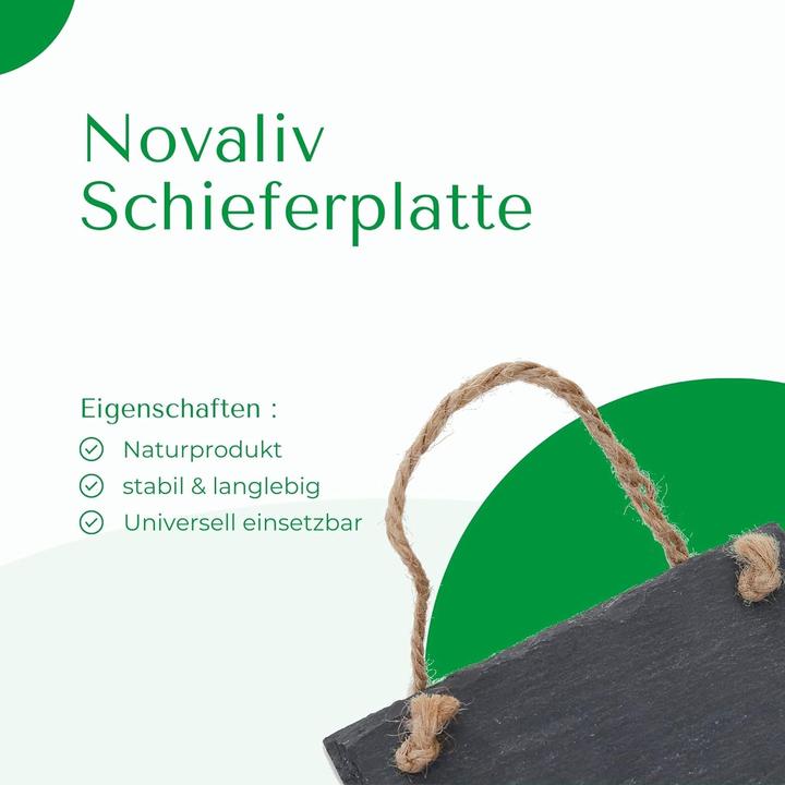 Produktbild Novaliv Schiefertafel zum Aufhängen mit Juteband Memotafel Kreidetafel Wandeko (6, 8 cm Tafel) (Wandtafel, 12 x 8 cm)