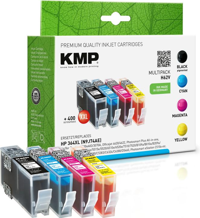 KMP H62V Vorteilspack BK/C/M/Y kompatibel mit HP No. 364 XL (M, BK, C, Y)
