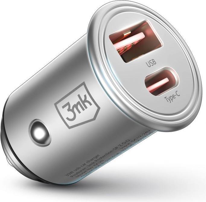 Produktbild 3MK Hyper Car Charger Type-C + USB ports QC 4.0 + PD 30W