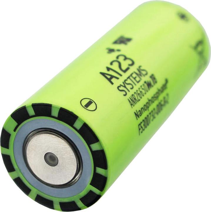 Actual product image A123 Systems Battery ANR26650M1B, unprotected, 26.25x65mm (1 pcs., 2500 mAh)