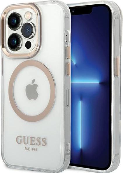 Image du produit Guess étui pour iPhone 15 6,1" GUHMP15SHTRMD gold HC Magsafe Metal Outline (Apple iPhone 15)