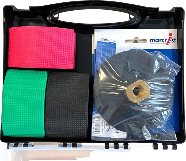 Produktbild Marcrist Fliesen-Polier Set 115mm + 1x Klett-Stützteller + 3x Klett-Diamantscheibe + 3x