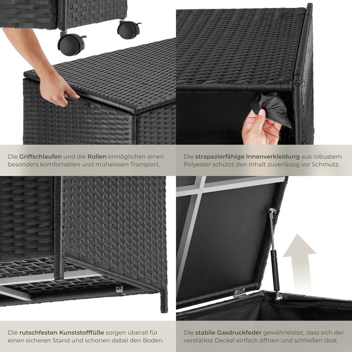 Immagine prodotto tectake Box contenitore con telaio in alluminio e rotelle 297 L, 117 x 54 x 64 cm