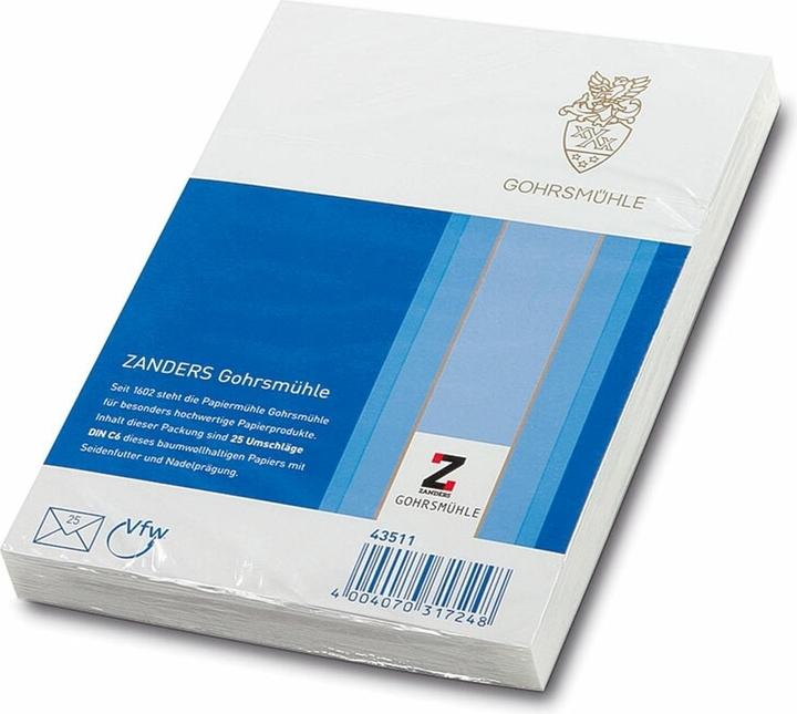 Actual product image Gohrsmühle GOHRSMšHLE Bank mail envelope, DIN C6, 80 gsm, bright white (C6, 25 x)