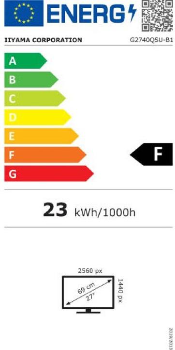 Energy Label iiyama G-Master G2740QSU-B1 (2560 x 1440 pixels, 27")