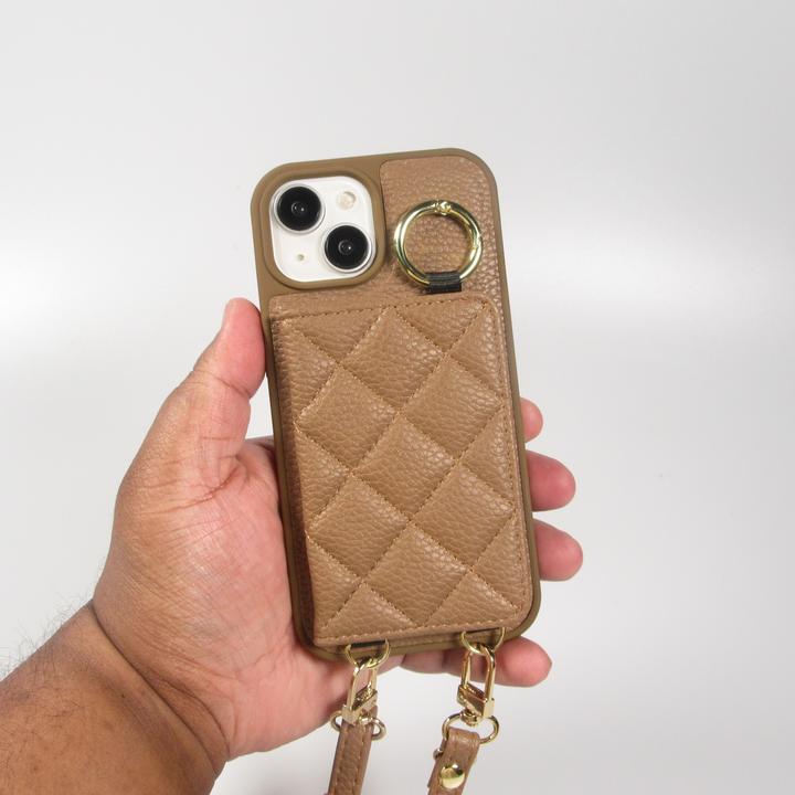 Actual product image PhoneLook Hülle Gepolstertes Leder mit Spiegel und Kartenfach grosse abnehmbare Riemen (Apple iPhone 15)
