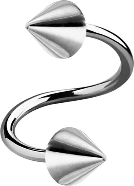 Immagine prodotto Star Piercing Micro spirale d'argento con due coni (senza ottone, Acciaio chirurgico 316L)