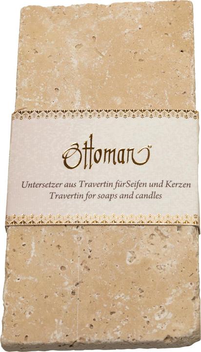 Image du produit Natura Punto Lot de 3 porte-savons en travertin, rectangulaire, beige clair, 14,5 x 7 cm