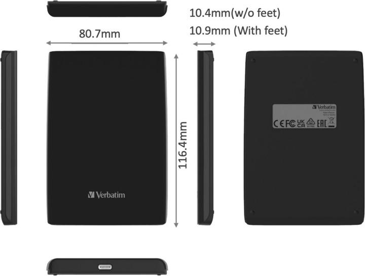 Actual product image Verbatim Store n Go Slim 256GB Portable SSD USB 3.2 Gen 1 32180 (256 GB)