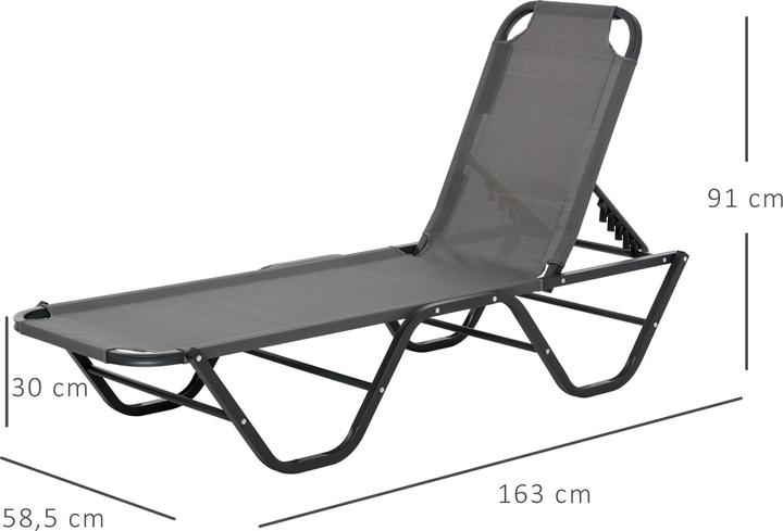Actual product image Outsunny Sun lounger with adjustable backrest (188 cm)