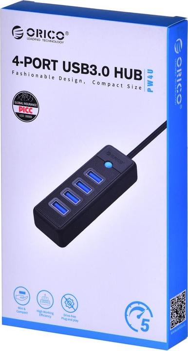 Immagine prodotto Orico Adattatore Hub USB a 4x USB 3.0, 5 Gbps, 0,15 m (bianco) (USB-C, 4 Porti)