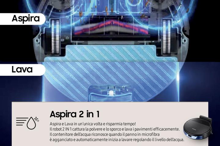 Immagine prodotto Samsung VR05R5050WK aspirapolvere robot Senza sacchetto Nero 0,2 L (Aspirazione robotica)