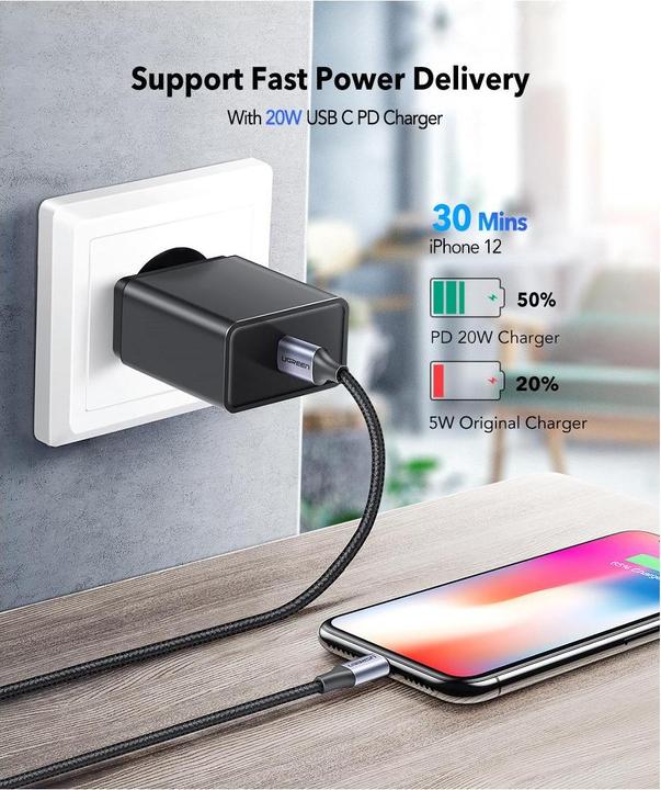 Image du produit Ugreen Câble Lightning vers USB-C 2.0 (1 m, USB 2.0)
