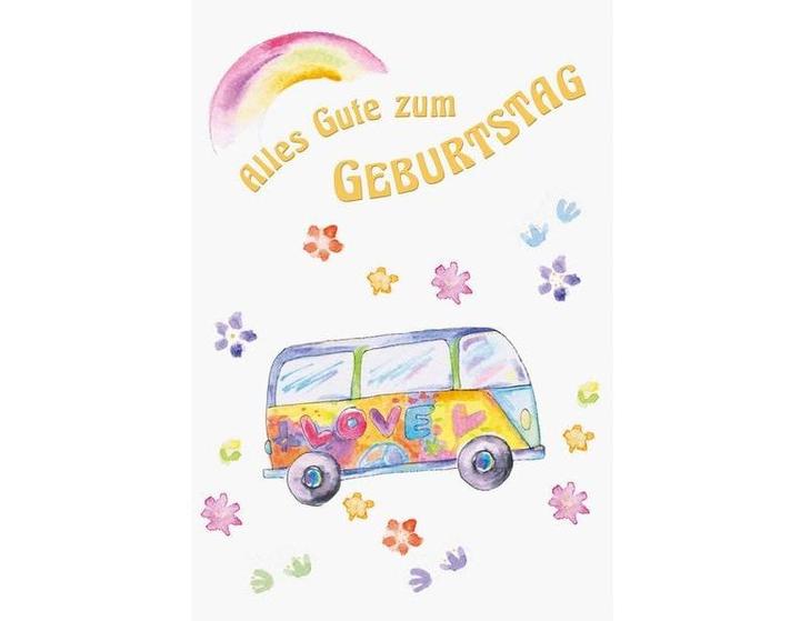Actual product image ABC Birthday card hippie bus B6 (1 pcs.)