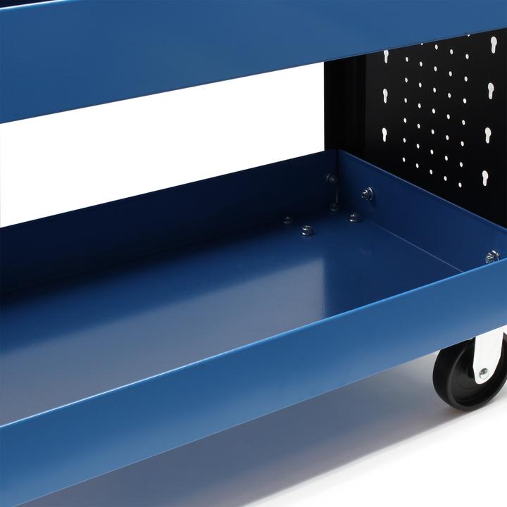 Image du produit Wiltec Servante d‘atelier 3 Niveaux Poignée Roues plastique Frein Étagère Rangement Bord surélevé Chariot (3 x)