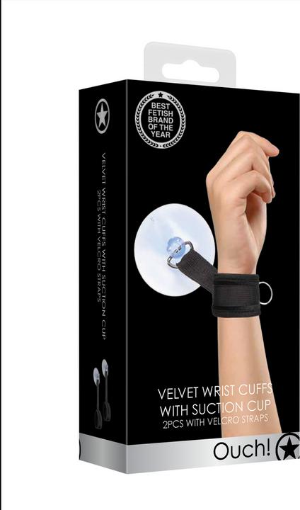Actual product image Ouch! Velvet & Velcro Adjustable Handcuffs Suction Cup
