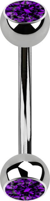 Image du produit Star Piercing Banane silber mit zwei Kugeln Kristall violett (sans laiton, Titane G23)