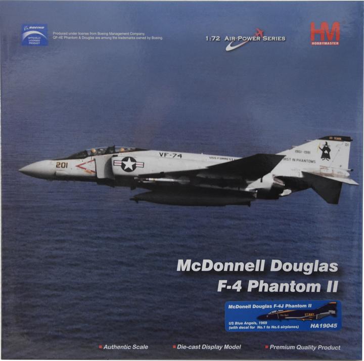 Produktbild Hobby Master McDonnell Douglas F-4J Phantom 2, Blue Angels 1969, Nummern als Abziehbilder, Metallmodell 1:72 Hobb
