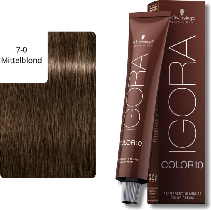 Actual product image Schwarzkopf Professional Hair Color IGORA Color10 (7-0 Medium blonde)