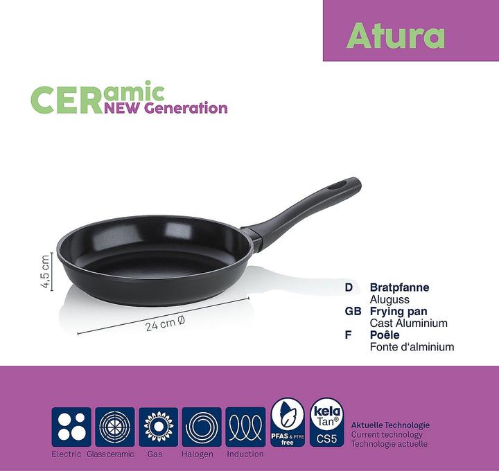 Produktbild Kela Keramikpfanne schwarz Atura (24 cm, Bratpfanne, Aluminiumguss)