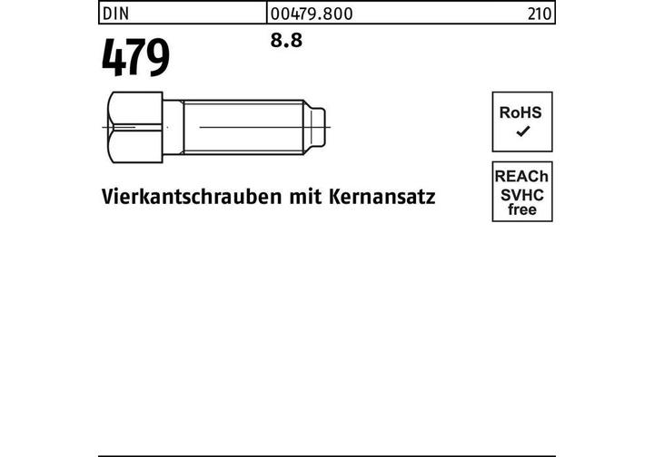 Actual product image Square head screw DIN 479 w.core socket M 20 x 50 SW 22 8.8 (10 Screws per piece)
