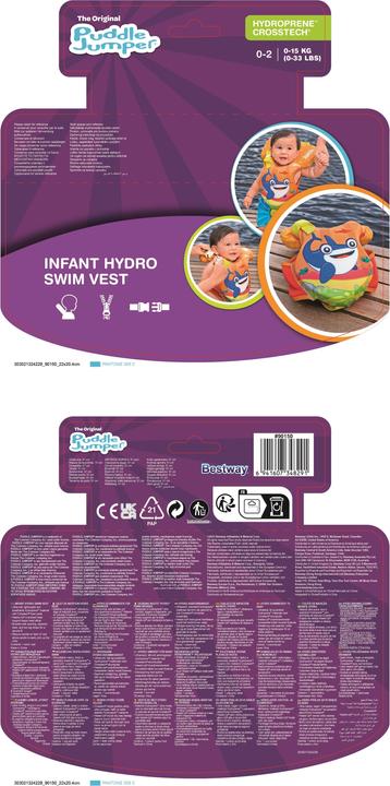 Actual product image Bestway Puddle Jumper® life jacket small whale with textile cover, 0-2 years (Up to 15Kg)