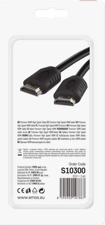 Produktbild Emos High Speed HDMI Kabel 2.0 A Stecker – A Stecker 3m (3 m, HDMI)