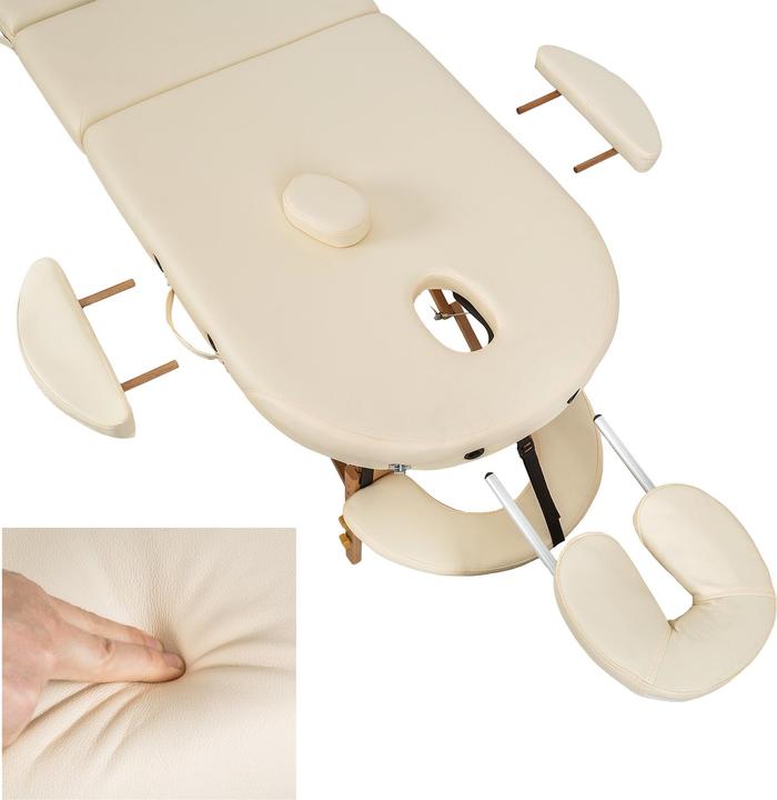 Immagine prodotto tectake Lettino da massaggio ovale a 3 zone con 5 cm di imbottitura, rulli e supporto in legno