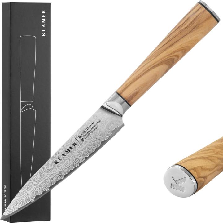 Immagine prodotto KLAMER Coltello multiuso, legno d'ulivo (12.70 cm)
