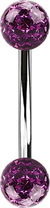 Produktbild Star Piercing Banane silber mit zwei Kristall Kugeln violett Epoxy Schutzschicht (Chirurgenstahl 316L, ohne Messing)