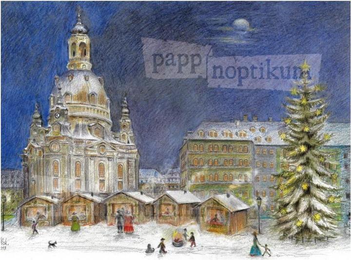 Image du produit Pappnoptikum Dresde - Marché de Noël de l'église Frauenkirche (carte dépliante) (100 pcs)