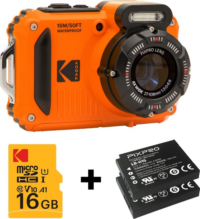 Kodak Pixpro WPZ2 Wasserdichte Kamera orange