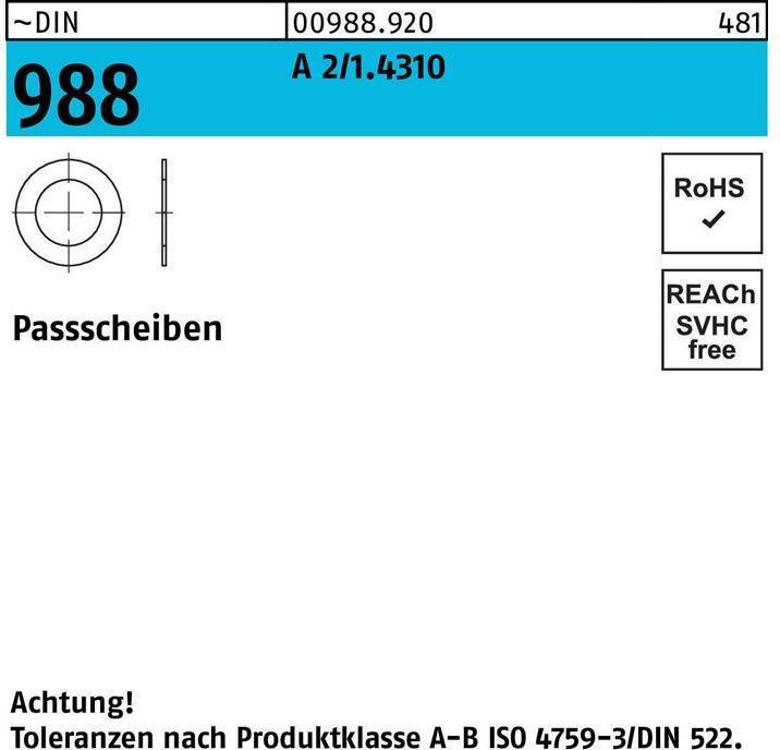 Produktbild Passscheibe DIN 988 8 x 14 x 1 A 2/1.4310