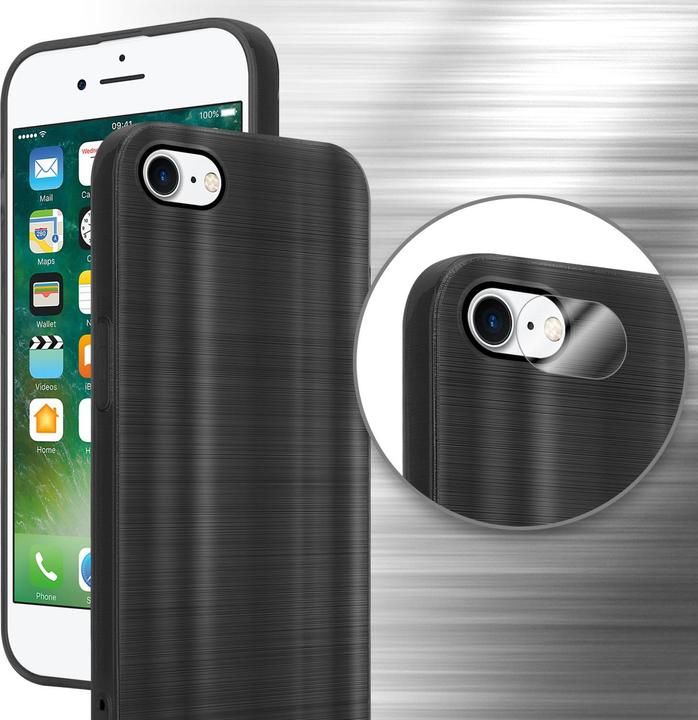 Immagine prodotto Cadorabo Custodia per Apple iPhone 7 / 7S / 8 / SE 2020 in TPU spazzolato Protezione fotocamera LM160 Stile (Apple iPhone 7, Apple iPhone SE (seconda generazione))