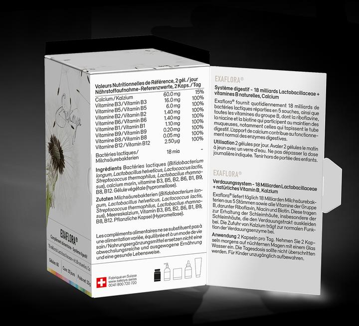 Nährwerte und Zutaten Sekoya Exaflora | Natürliche Probiotika (60 Stück, Kapseln, 27 g)