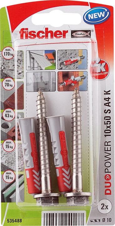 Fischer SB Nylon plug Duopower with screw A4 (2 pcs.)