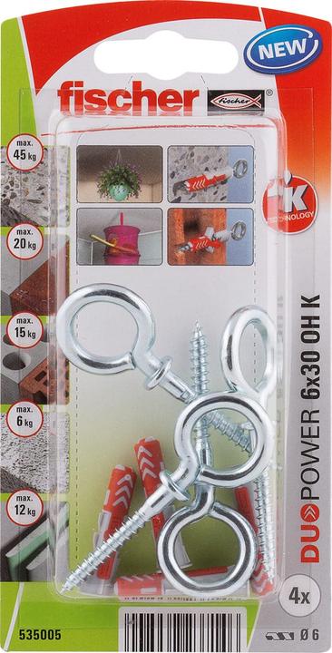 Fischer SB Nylondübel Duopower mit Ösenhaken (4 Stk.)
